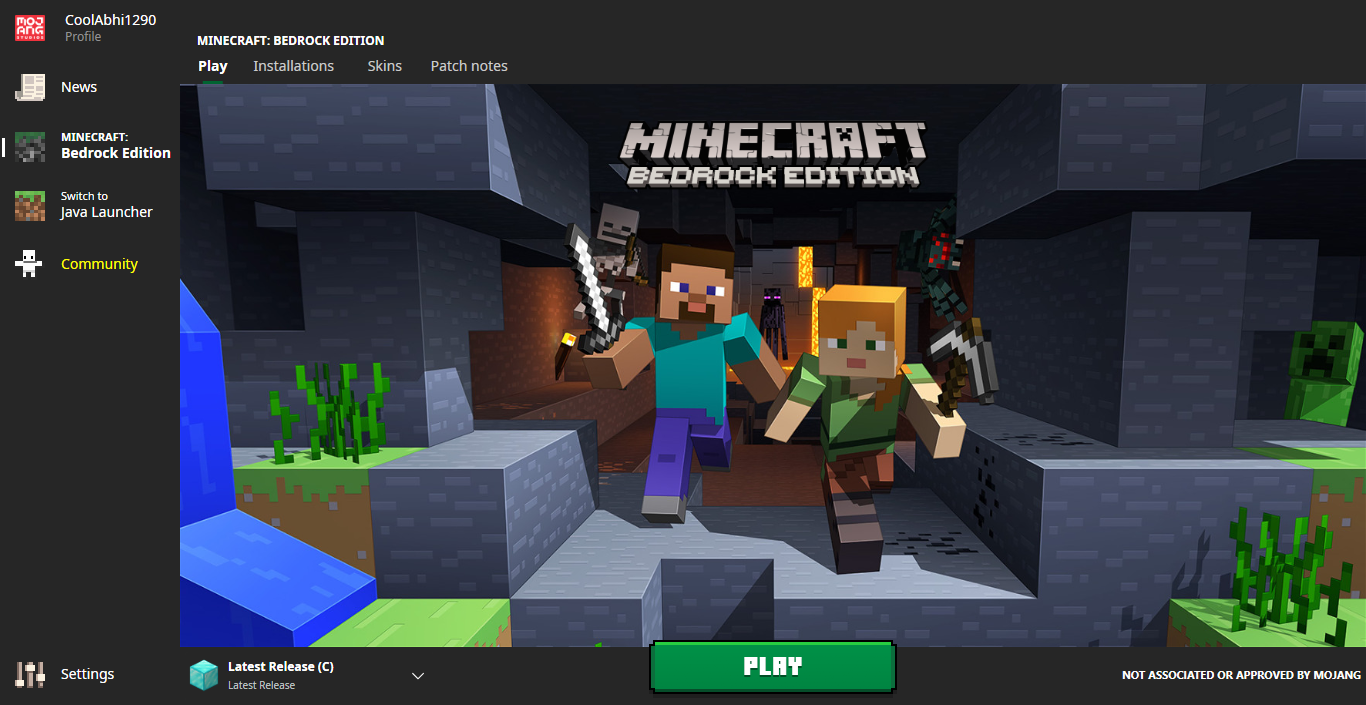 minecraft bedrock launcher windows 10